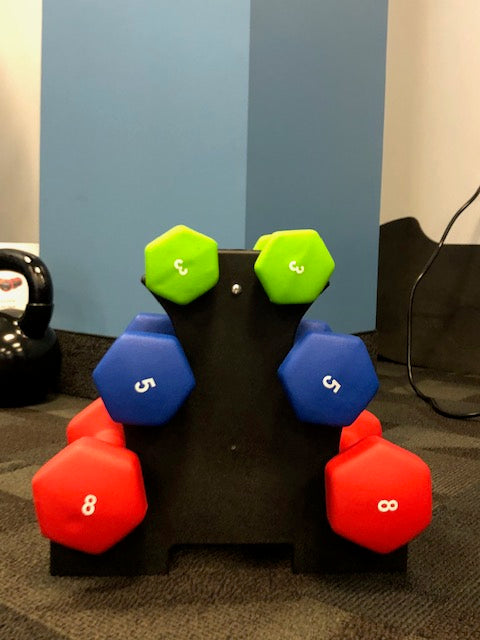 32 lb dumbbell discount set with rack